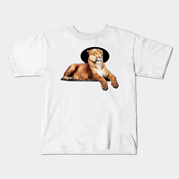 Tiger feline in pose of king of animals Kids T-Shirt by Marccelus